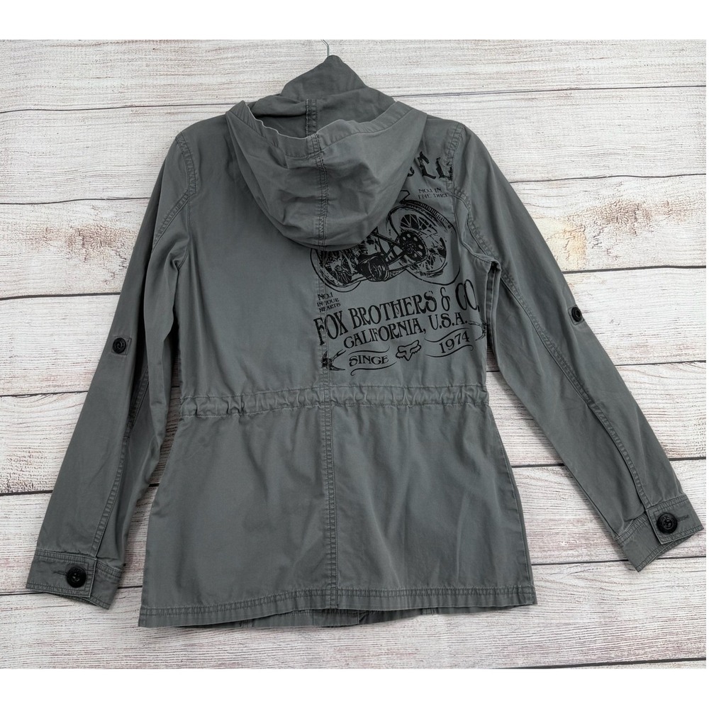 Fox Racing Utility Jacket Women Small Gray Graphic Moto Field Coat